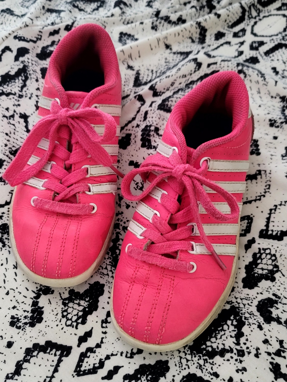 K-Swiss Pink Kids' Lace-Up Sneakers with White Stripes
